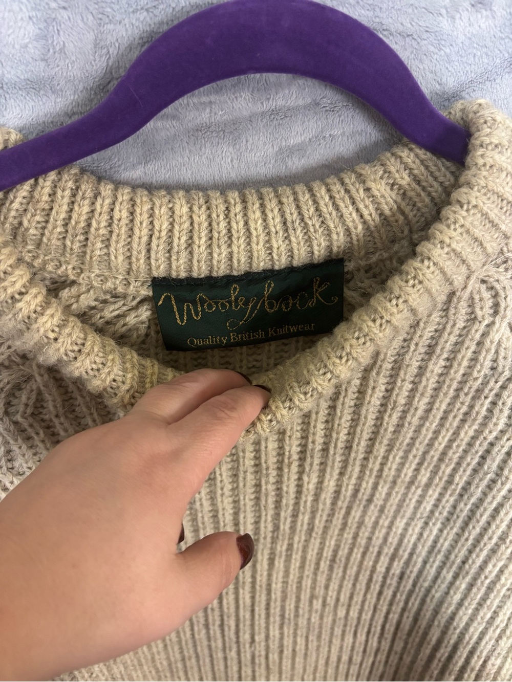 Vintage Woolyback Heavy Pure Wool Jumper Sweater Suede Patches Made In England
